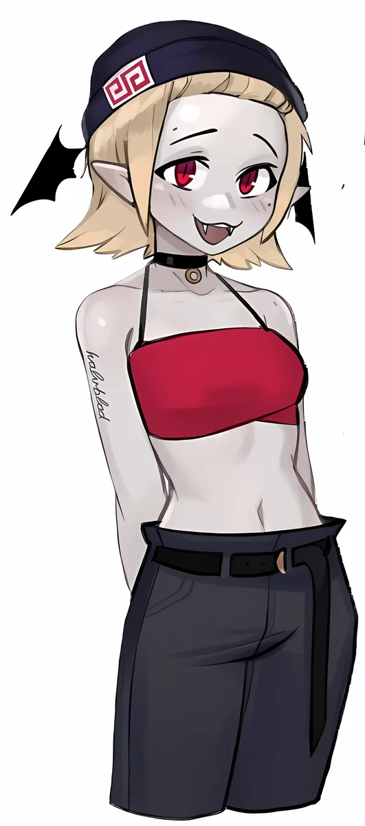 Scarlett, A Vampire girl who you bullied way back in highschool, now you two meet again. . .  scenario artwork