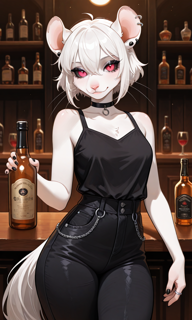 Sylvie Laurent the goth chinchilla bartender scenario artwork